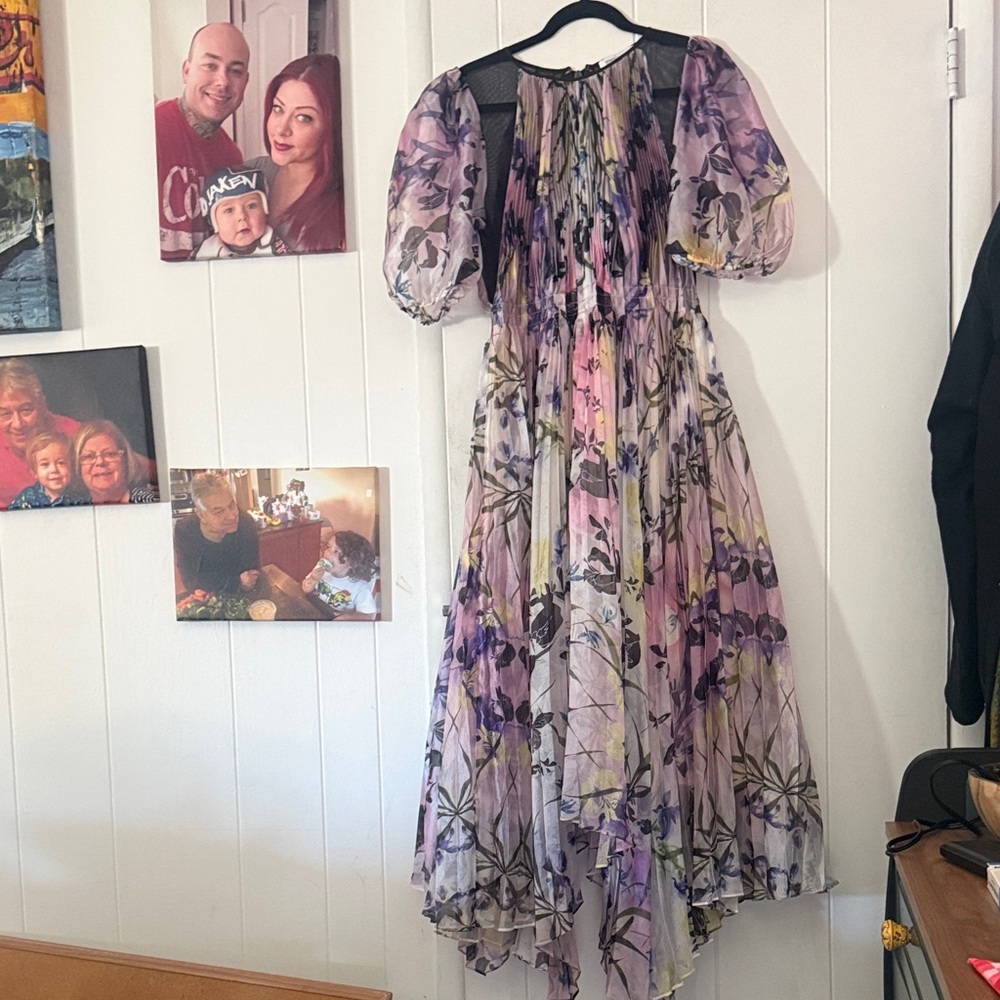 Chic Asymmetrical Floral Dress in Purple and Black